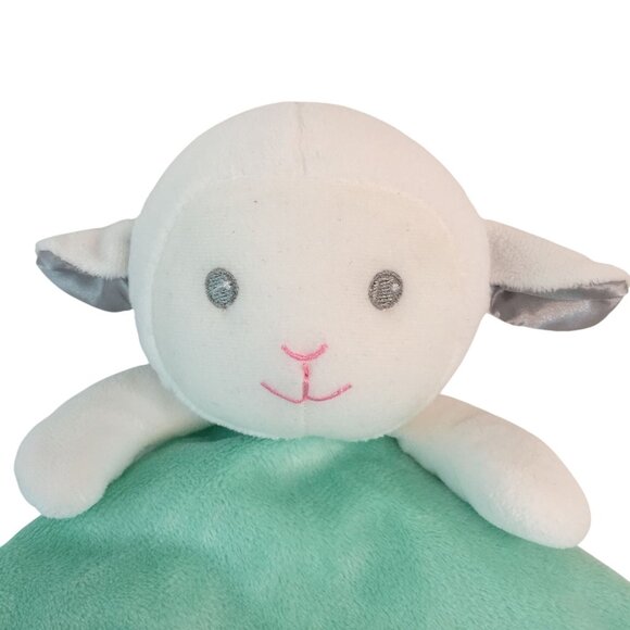 Garanimals Green Little Lamb Lovey Polka Dots Satin Back Rattle Security Blanket - Picture 2 of 7
